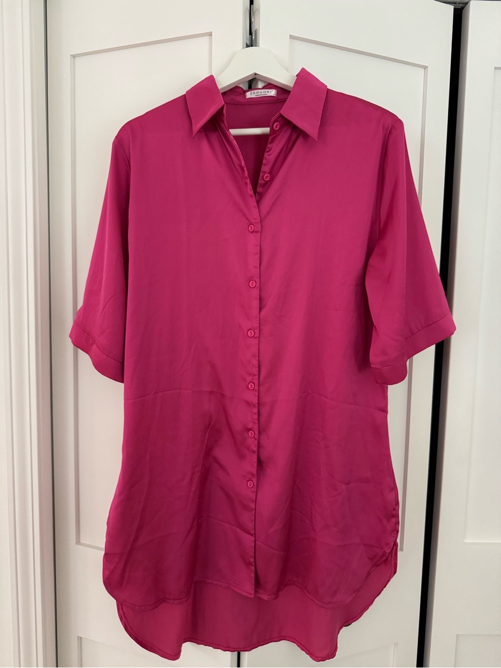 Ekouaer Short Sleeve Button Down Nightshirt - Small